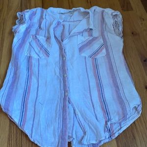 Striped short sleeve blouse